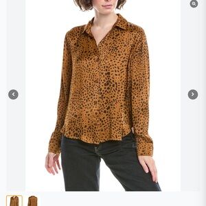 BELLA DAHL - Satin Leopard Button Down Shirt - Gold Spots Print